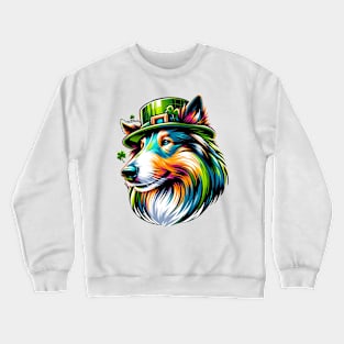 Collie Celebrates Saint Patrick's Day Boldly Crewneck Sweatshirt